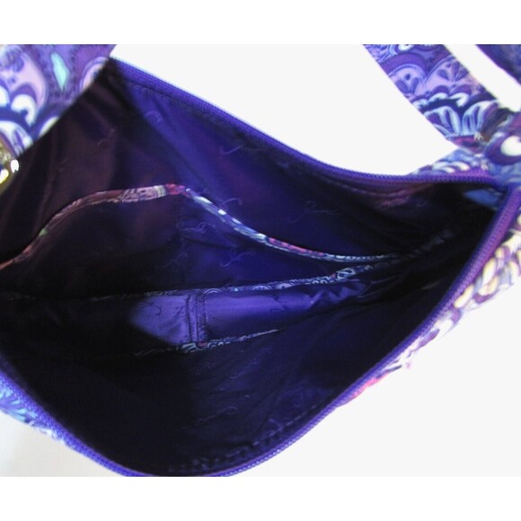 Vera Bradley Shoulder Bag VBE18 Purple Floral Adjustable Foldable Base - Picture 10 of 12
